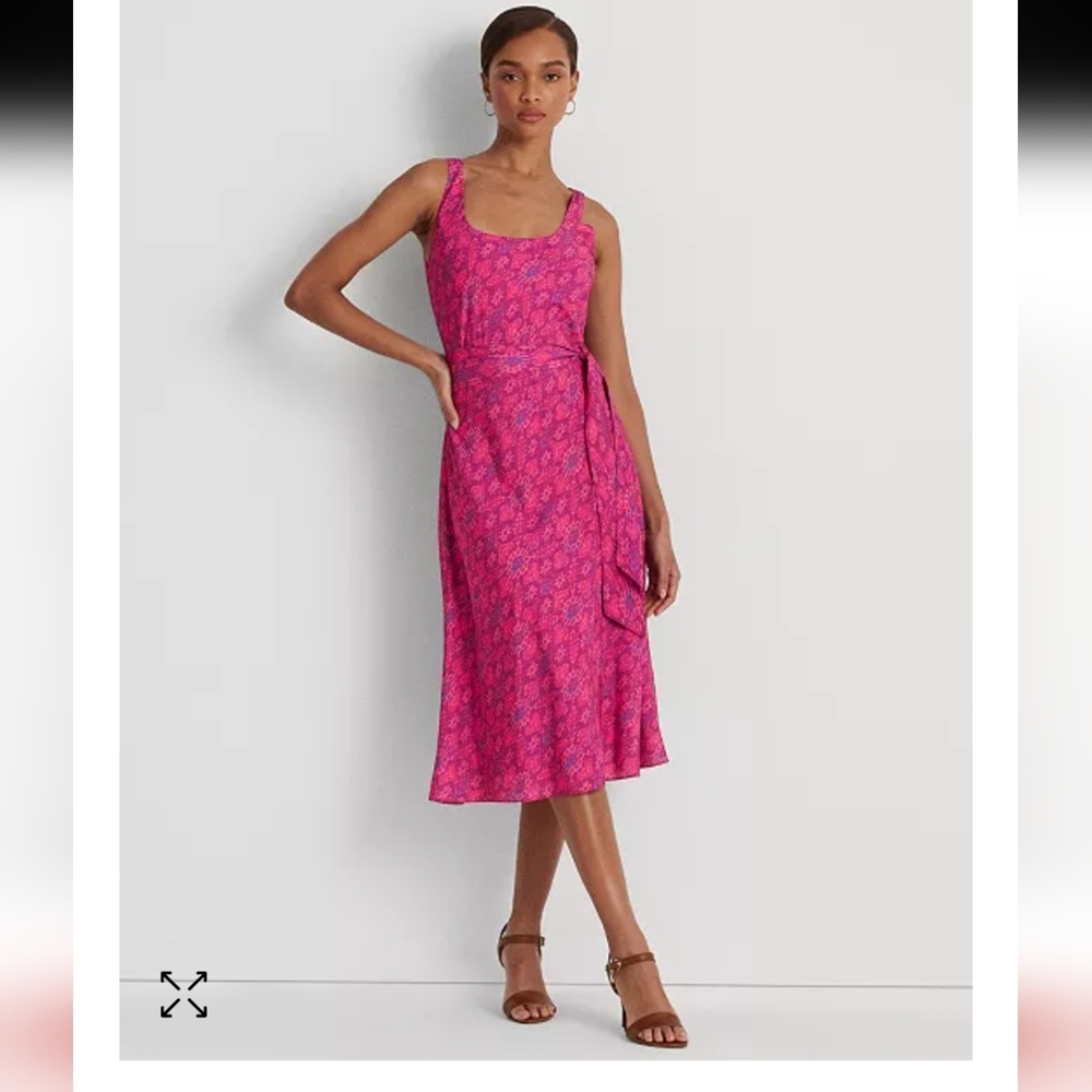 Lauren Ralph Lauren Fuchsia Floral Midi Dress